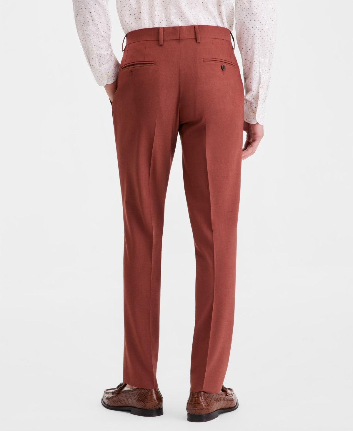 Bar Iii Mens Slim fit Wool Dress Pants 38 / 32 Red Solid