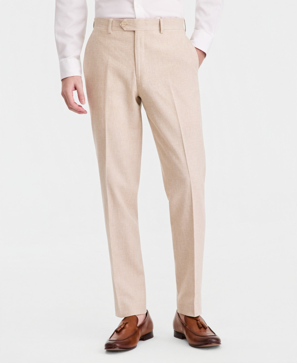 Bar Iii Mens Slim fit Linen Cotton Dress Pants 30 / 32 Beige Solid