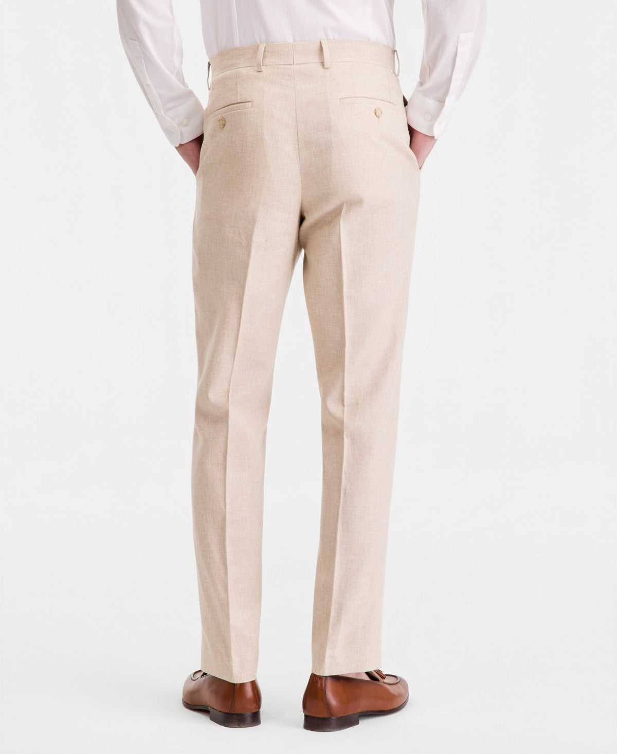 Bar Iii Mens Slim fit Linen Cotton Dress Pants 30 / 32 Beige Solid