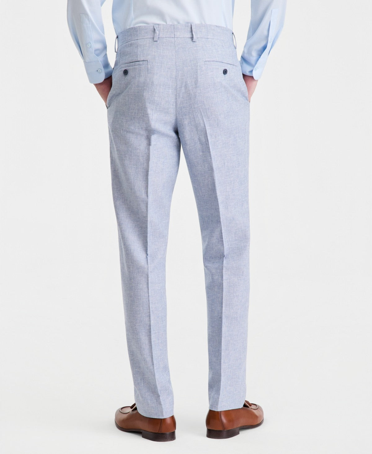 Bar Iii Mens Slim fit Linen Cotton Dress Pants 30 / 32 Blue Solid