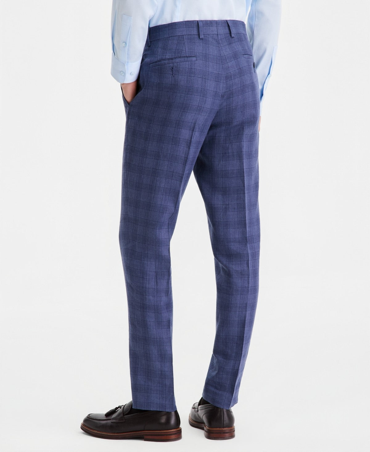 Bar Iii Mens Slim fit Dress Pants 36 / 34 Blue Plaid