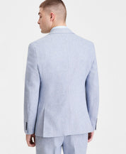 Bar III Mens Slim fit Linen Suit Jacket Blazer 38 L Light Blue Solid