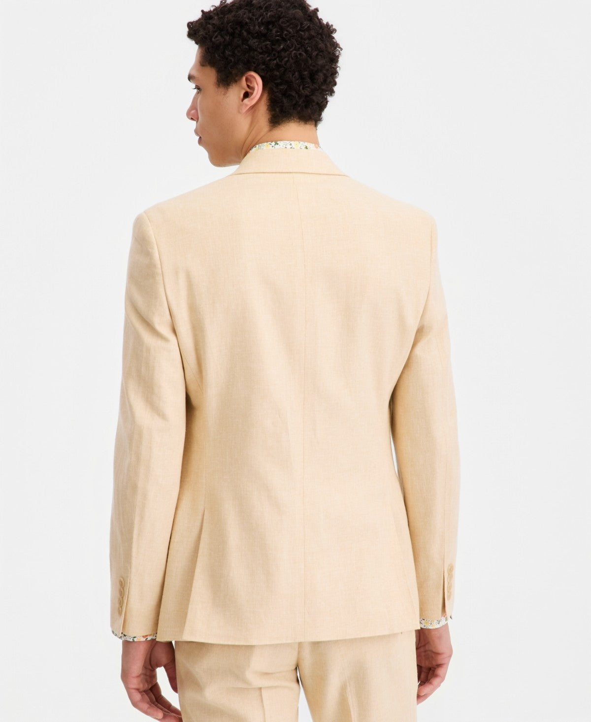 Bar Iii Mens Slim fit Linen Cotton Suit Jacket Blazer 36 R Yellow Solid