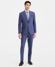 Bar Iii Mens Slim fit Linen Suit Jacket Blazer 46 L Blue Plaid