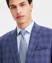 Bar Iii Mens Slim fit Linen Suit Jacket Blazer 46 L Blue Plaid
