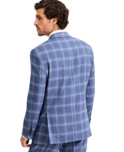 Tayion Mens Classic fit Suit Jacket Blazer 48 L Blue Plaid