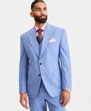 Tayion Mens Classic fit Suit Jacket Blazer 40 S Light Blue Striped