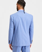 Tayion Mens Classic fit Suit Jacket Blazer 40 S Light Blue Striped