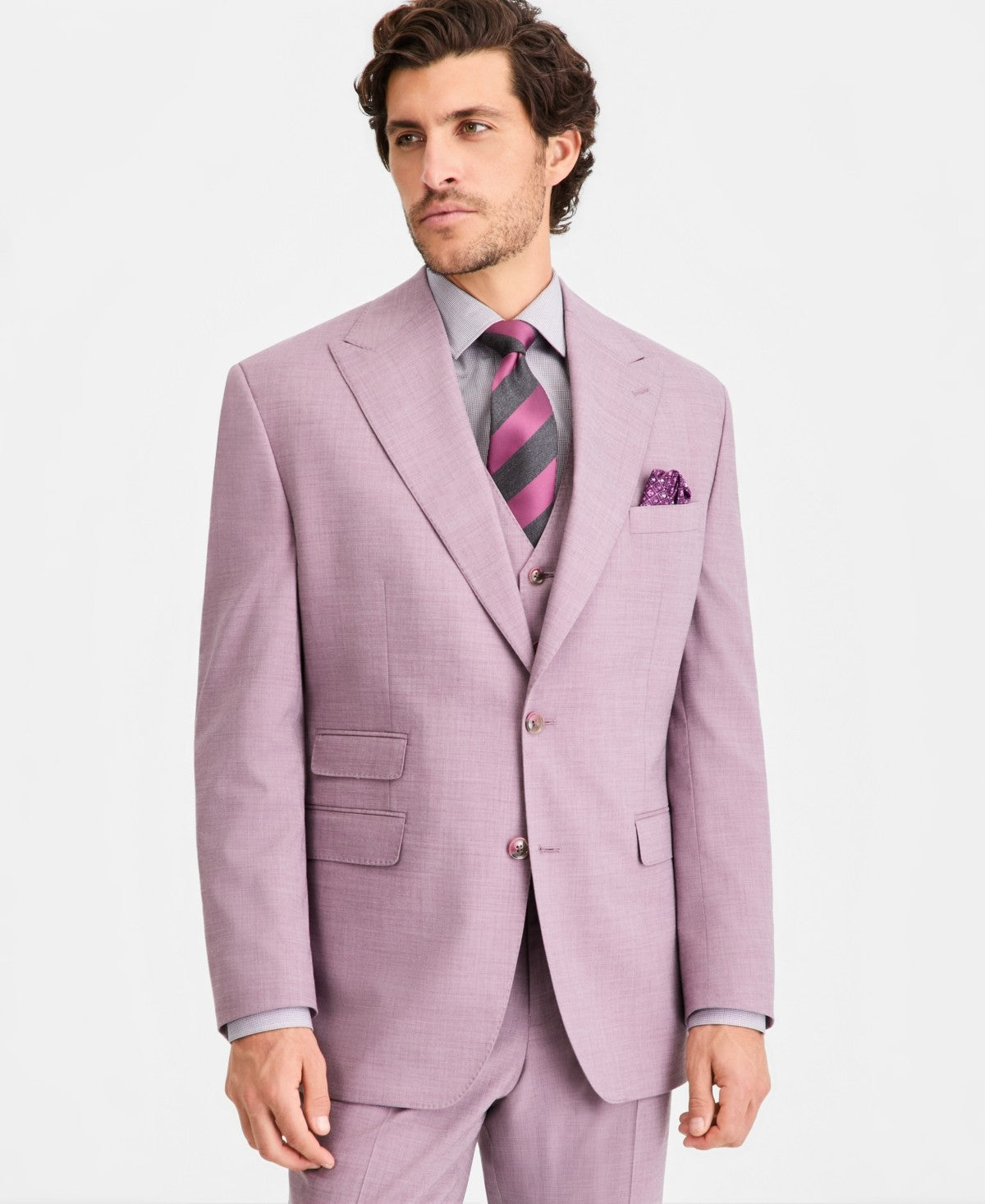 Tayion Mens Classic fit Suit Jacket Blazer 40 S Coral Pink Solid