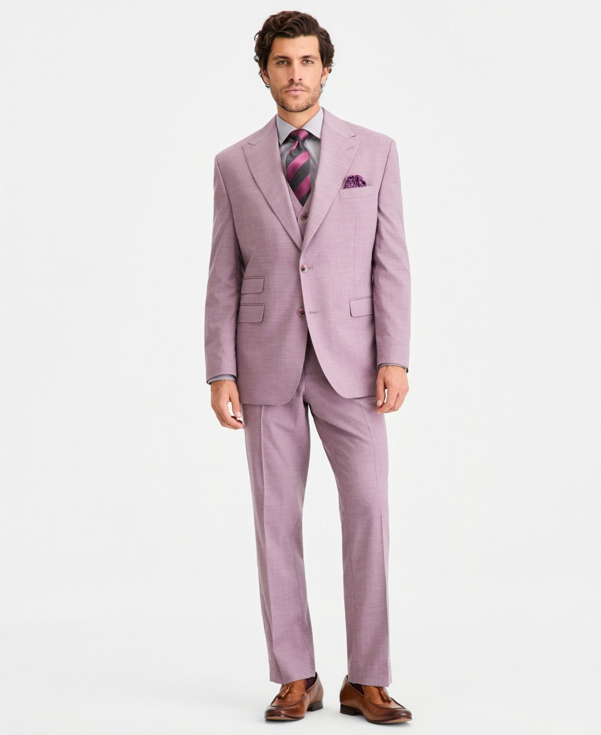 Tayion Mens Classic fit Suit Jacket Blazer 40 S Coral Pink Solid