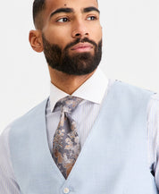 Tayion Mens Classic fit Wool Button-Up Suit Vest Medium Powder Blue Solid