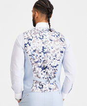 Tayion Mens Classic fit Wool Button-Up Suit Vest Medium Powder Blue Solid