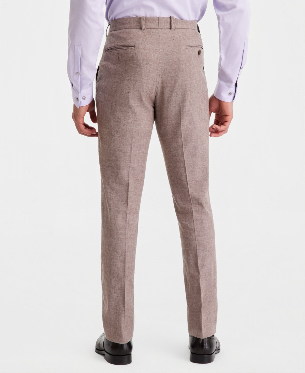 Calvin Klein Mens Slim fit Linen Dress Pants 34 / 30 Brown Solid