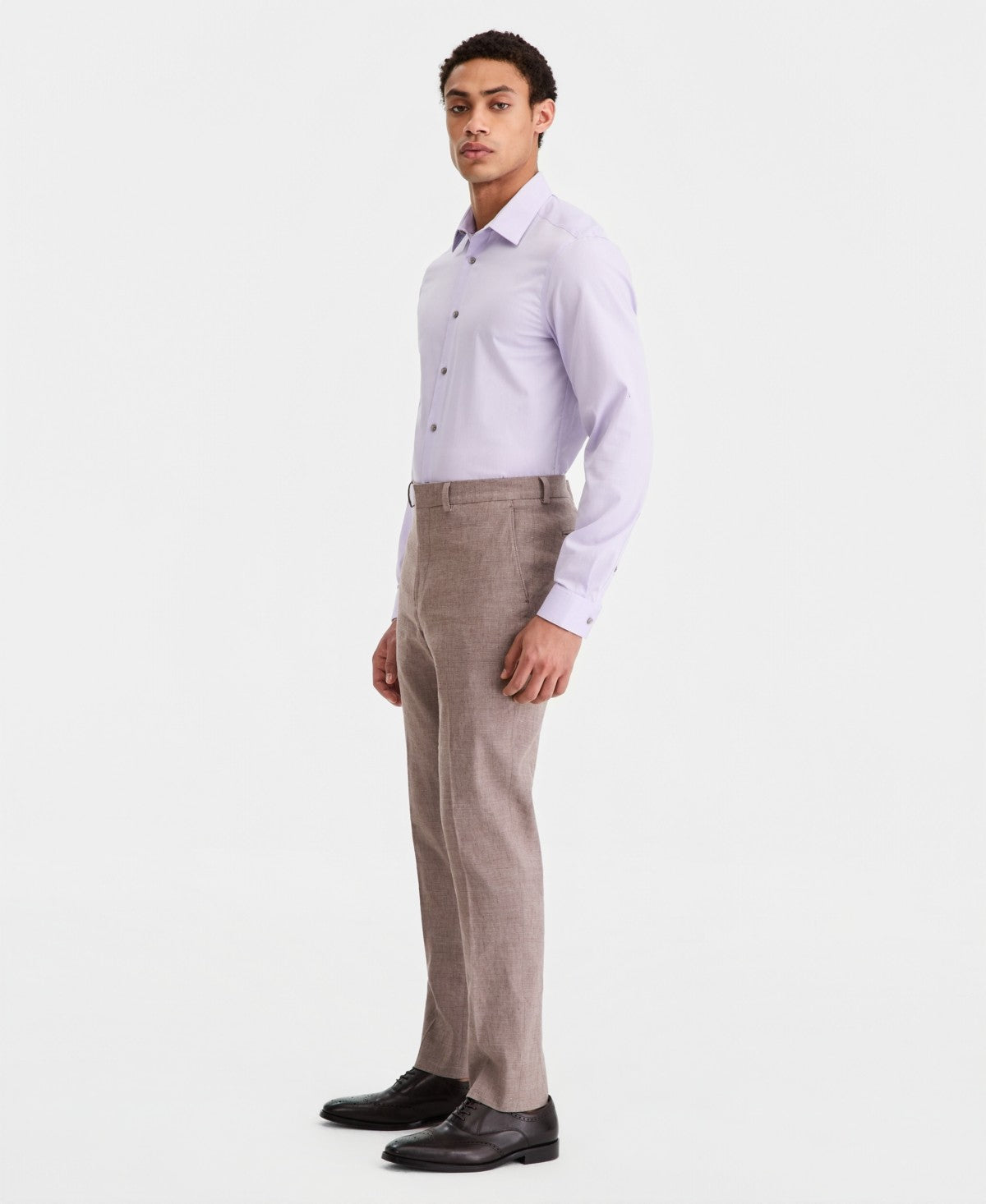 Calvin Klein Mens Slim fit Linen Dress Pants 34 / 30 Brown Solid