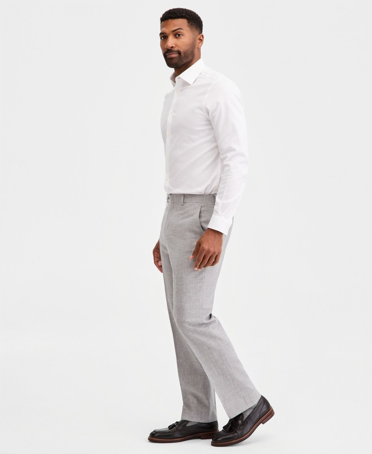 Michael Kors Mens Classic fit Linen Dress Pants 36 / 32 Light Grey Houndstooth