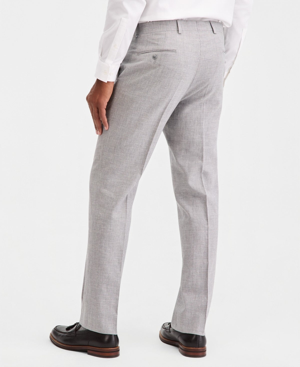 Michael Kors Mens Classic fit Linen Dress Pants 36 / 32 Light Grey Houndstooth