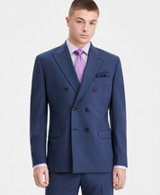 Bar Iii Mens Slim fit Wool Double Breasted Sport Coat Blazer 44 R Blue Solid