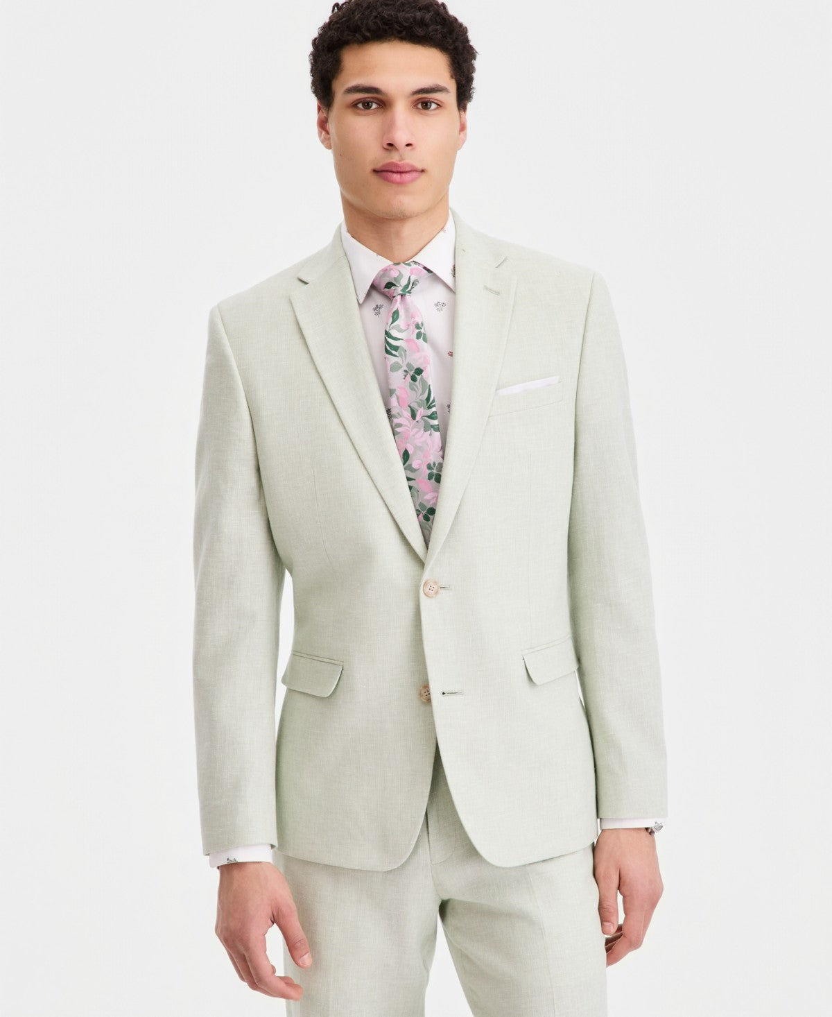 Bar Iii Mens Slim fit Linen Suit Jacket Blazer 36 S Mint Green Solid