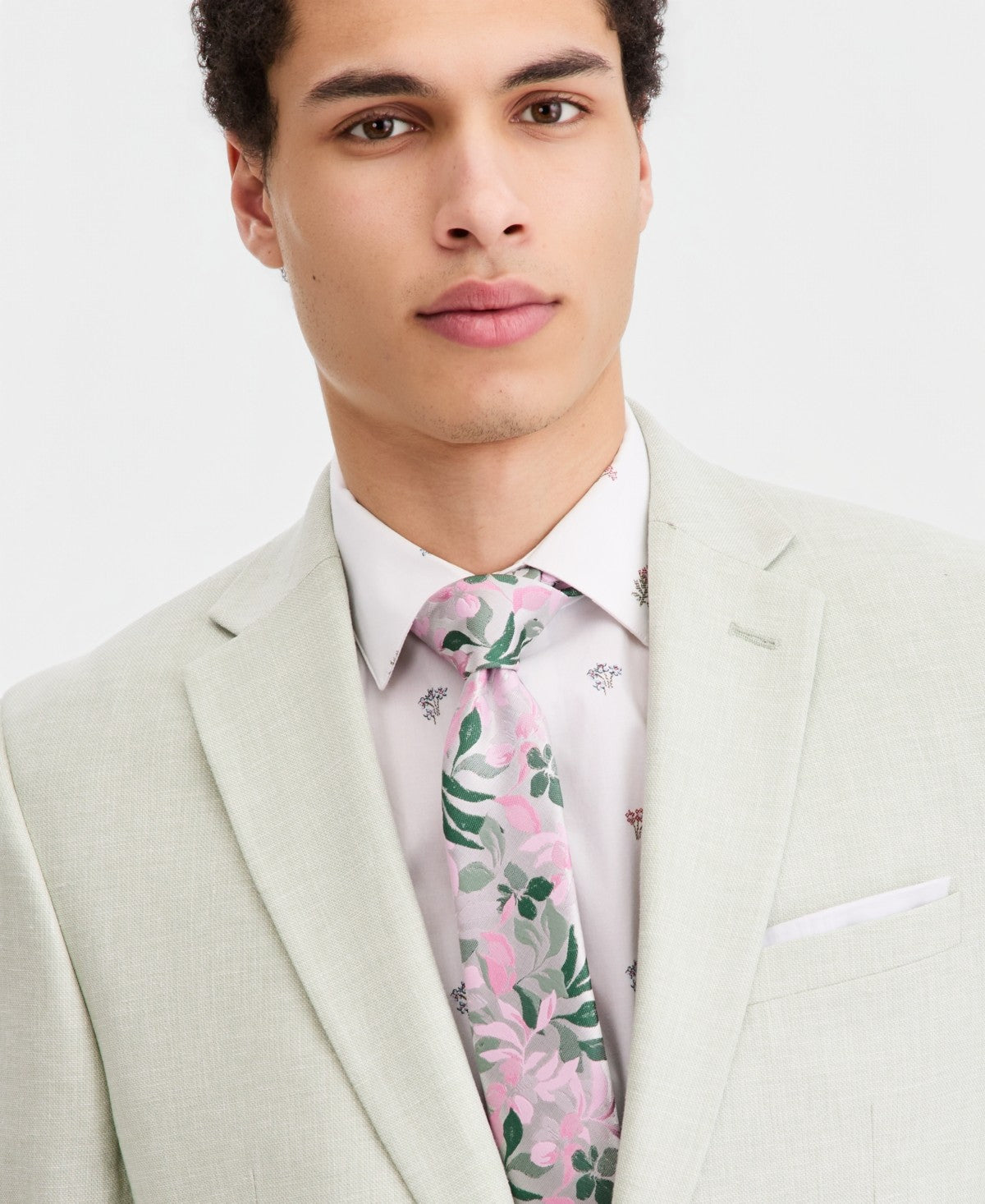 Bar Iii Mens Slim fit Linen Suit Jacket Blazer 38 L Mint Green Solid