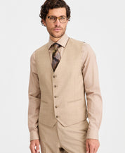 Tayion Mens Classic fit Button-Up Suit Vest Small Light Tan Solid