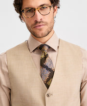 Tayion Mens Classic fit Button-Up Suit Vest Small Light Tan Solid