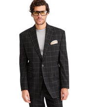 Tayion Mens Classic fit Suit Jacket Blazer 38 R Black Windowpane