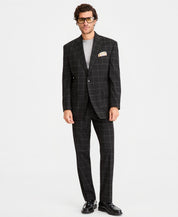 Tayion Mens Classic fit Suit Jacket Blazer 38 R Black Windowpane