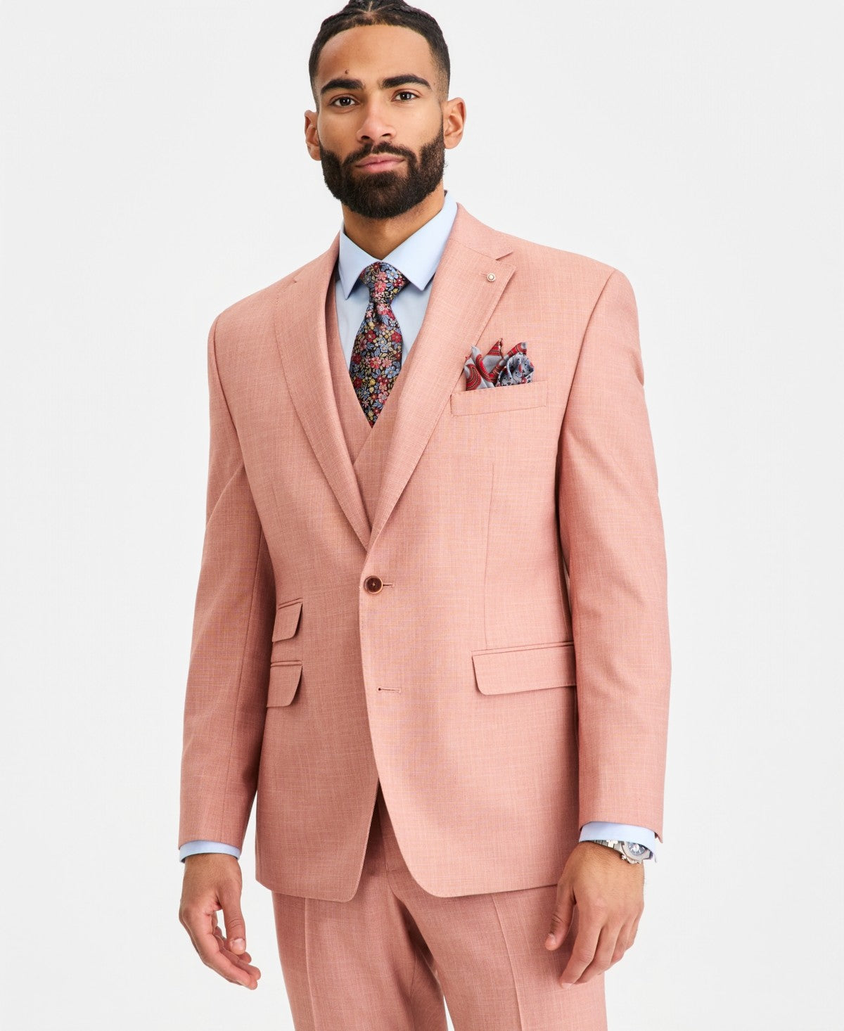 Tayion Mens Classic fit Suit Jacket Blazer 48 L Terracotta Red Solid