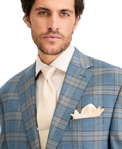 Tayion Mens Classic fit Suit Jacket Blazer 48 L Teal Blue Plaid