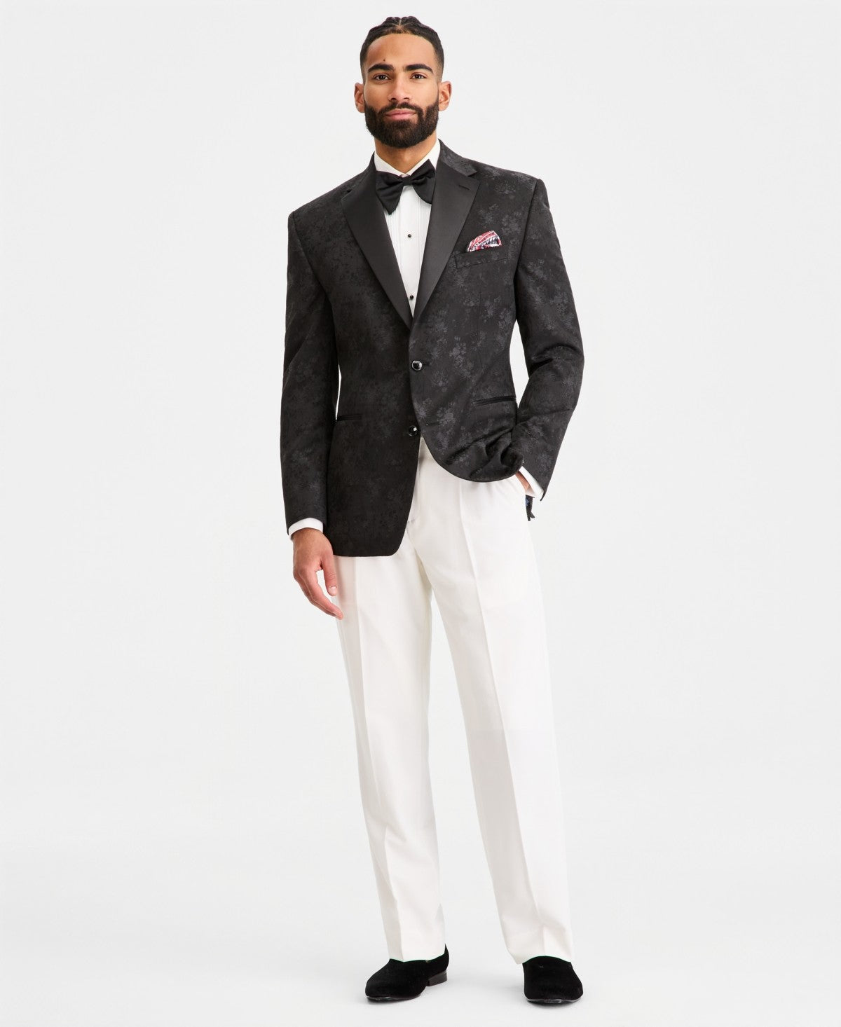 Tayion Mens Classic fit Dinner Jacket Blazer 52 R Black Floral
