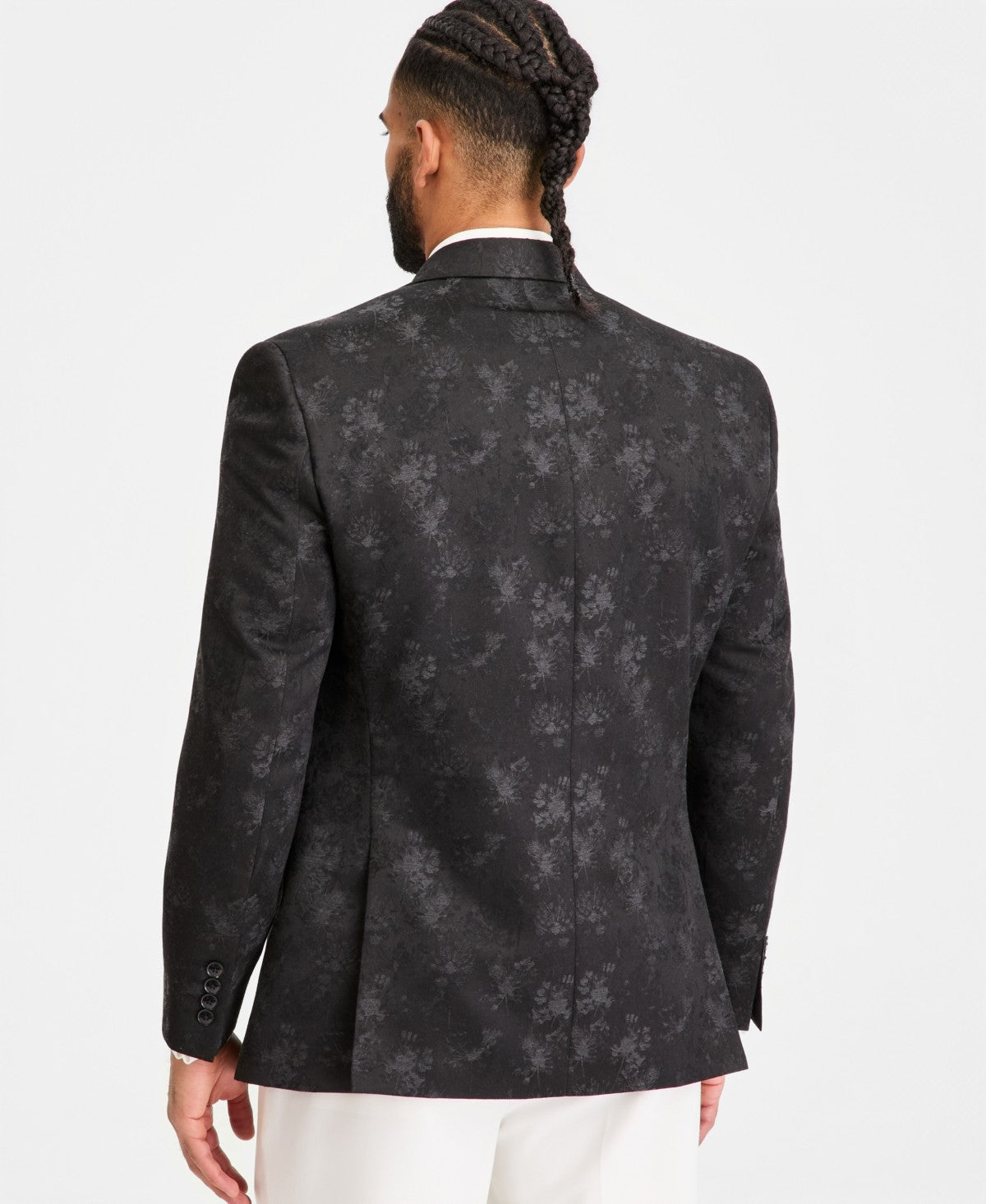 Tayion Mens Classic fit Dinner Jacket Blazer 52 R Black Floral