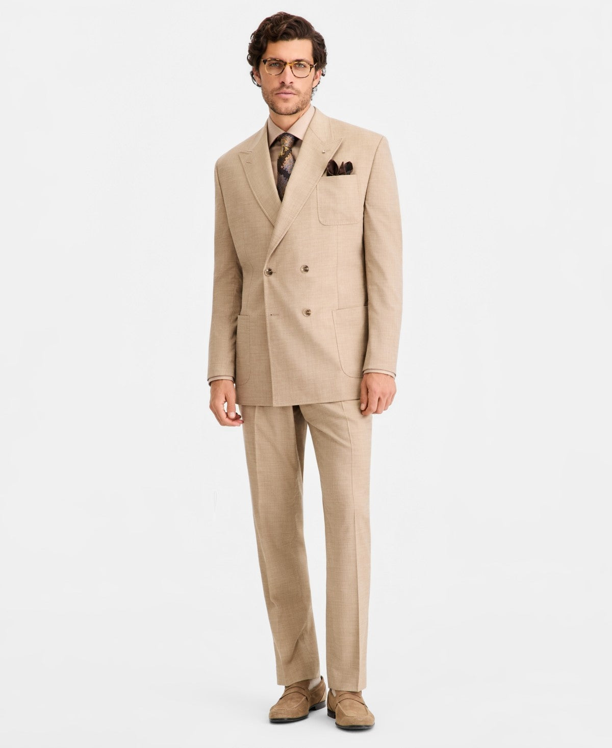 Tayion Mens Classic fit Wool Suit Jacket Blazer 42 L Light Tan Solid