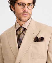 Tayion Mens Classic fit Wool Suit Jacket Blazer 42 L Light Tan Solid