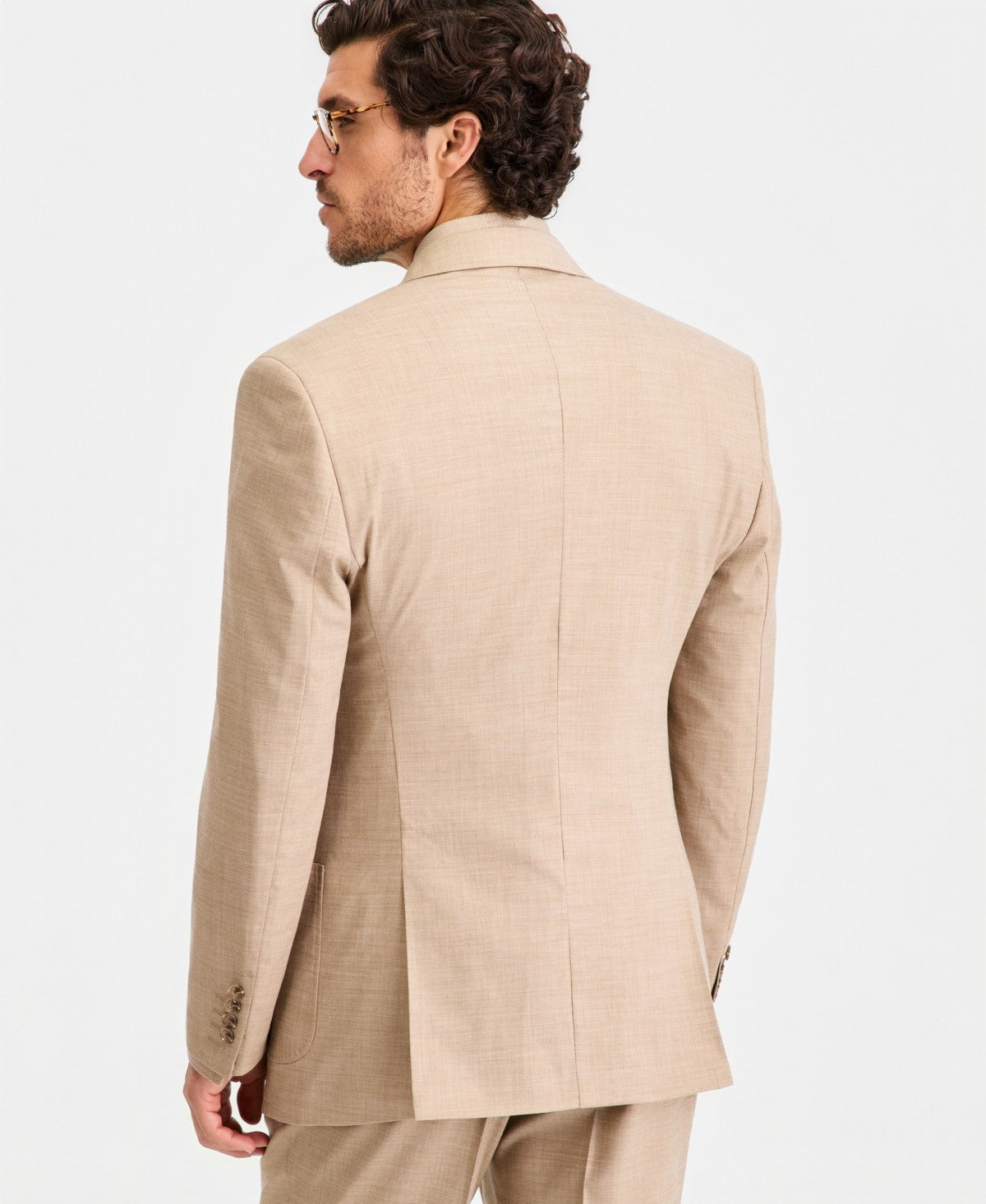Tayion Mens Classic fit Wool Suit Jacket Blazer 42 L Light Tan Solid