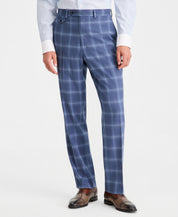 Tayion Collection Mens Classic fit Dress Pants 44 / 30 Navy Plaid