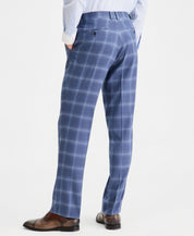 Tayion Collection Mens Classic fit Dress Pants 44 / 30 Navy Plaid