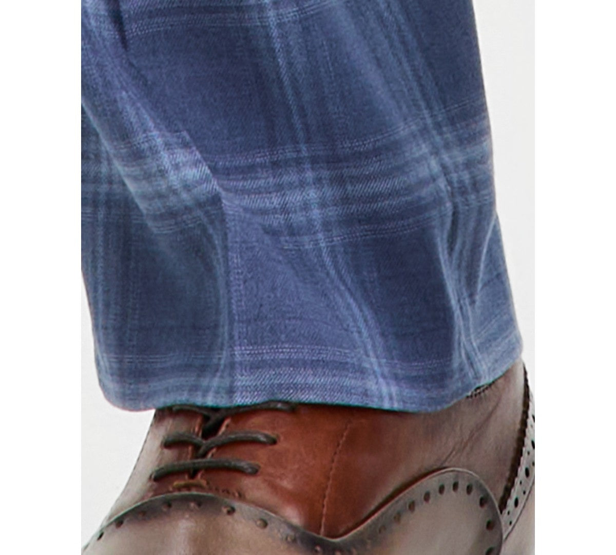 Tayion Collection Mens Classic fit Dress Pants 44 / 30 Navy Plaid
