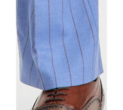Tayion Mens Classic fit Dress Pants 38 / 30 Light Blue Striped