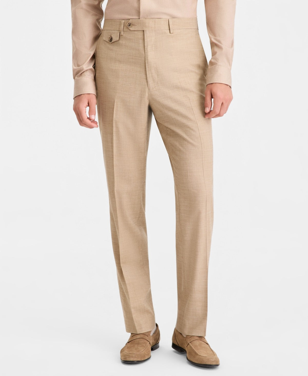 Tayion Mens Classic fit Dress Pants 42 / 30 Light Tan Beige Solid