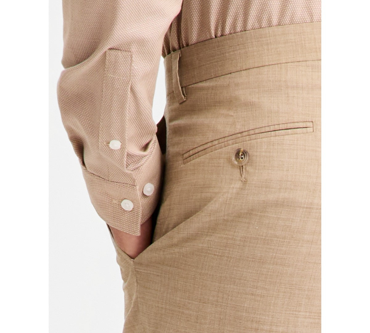 Tayion Mens Classic fit Dress Pants 42 / 30 Light Tan Beige Solid