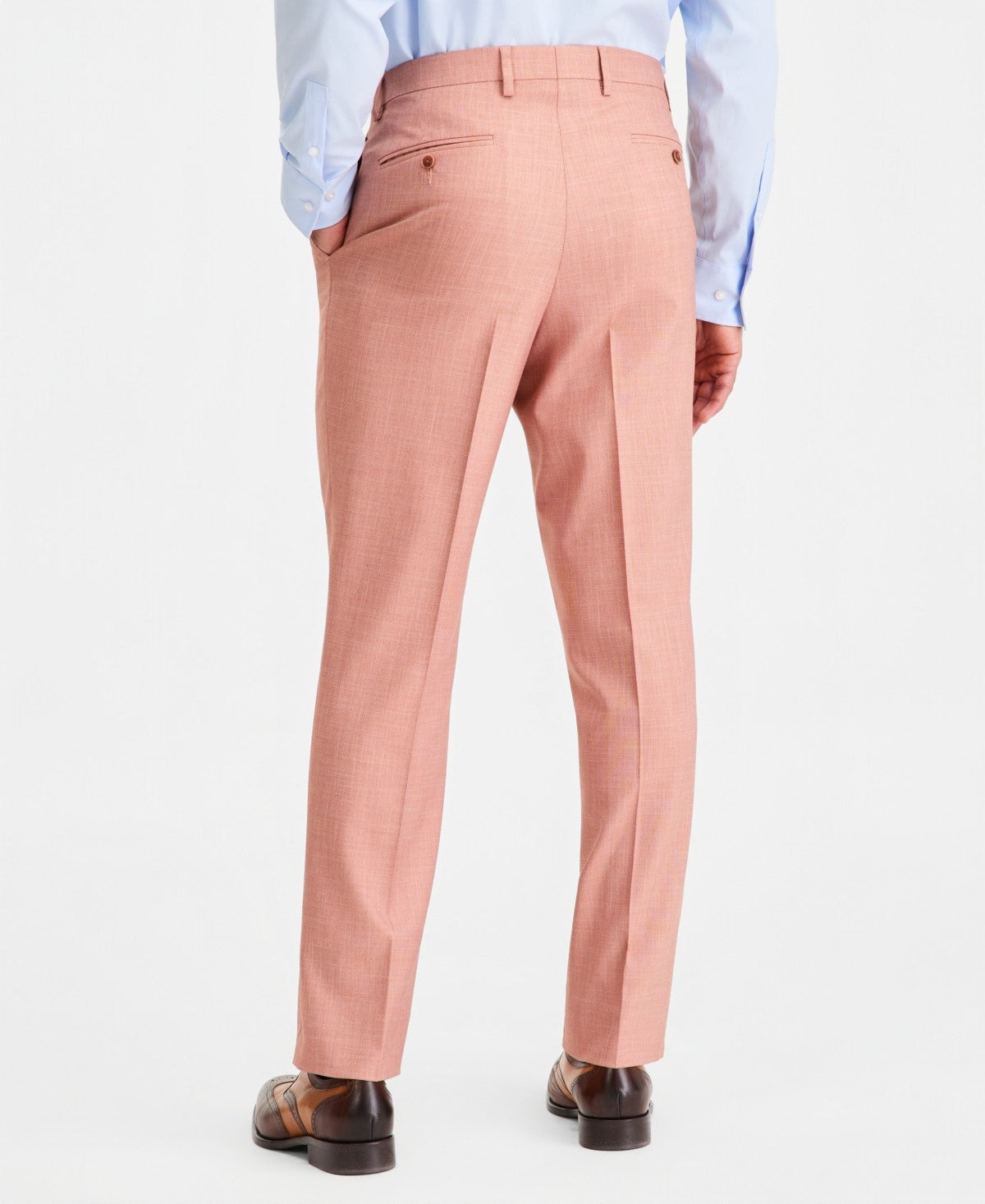 Tayion Mens Classic fit Dress Pants 34 / 32 Terracotta Brown Solid