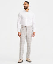 Tayion Mens Classic fit Dress Pants 38 / 32 Gray Tan Plaid