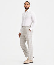 Tayion Mens Classic fit Dress Pants 38 / 32 Gray Tan Plaid