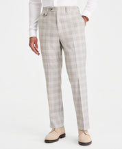 Tayion Mens Classic fit Dress Pants 38 / 32 Gray Tan Plaid