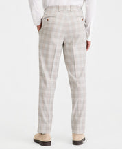 Tayion Mens Classic fit Dress Pants 38 / 32 Gray Tan Plaid