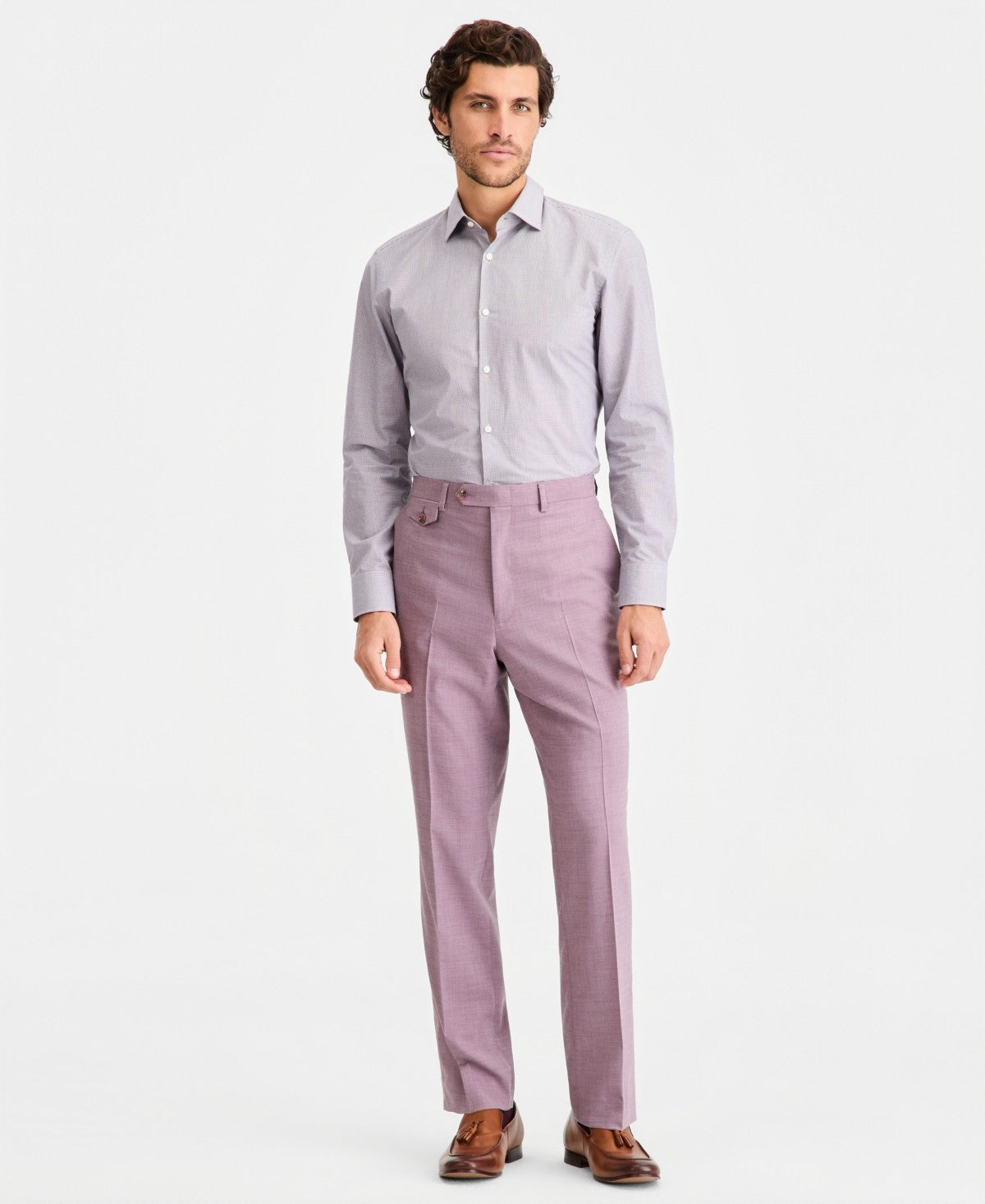 Tayion Mens Classic fit  Wool Dress Pants 42 / 30 Purple Solid