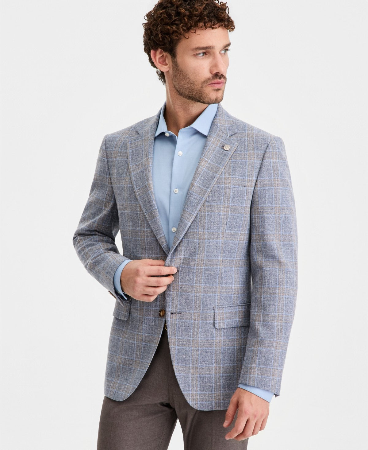 Ted Baker Mens Modern fit Wool Sport Coat Blazer 48 R Blue Plaid