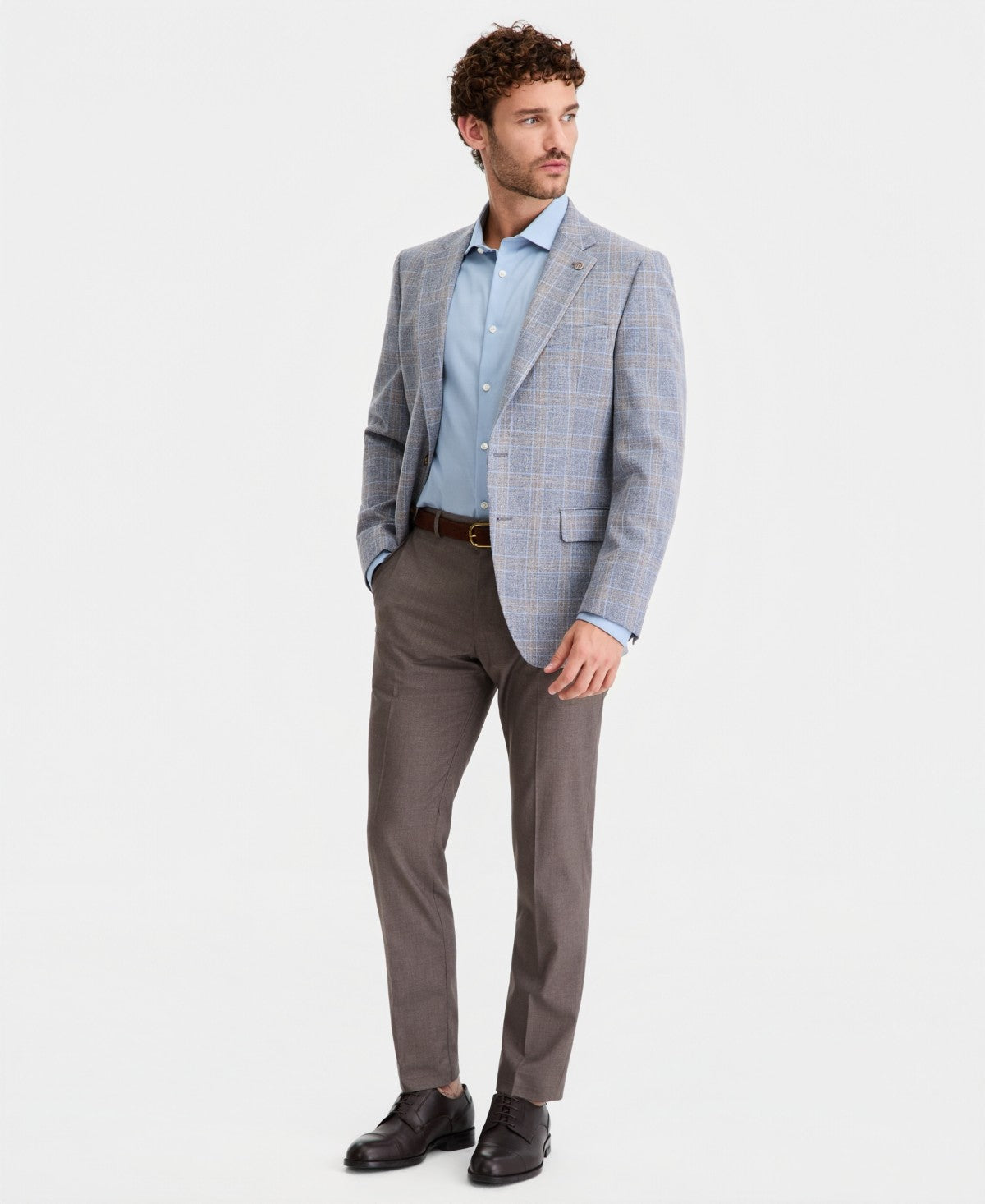 Ted Baker Mens Modern fit Wool Sport Coat Blazer 44 S Blue Tan Plaid