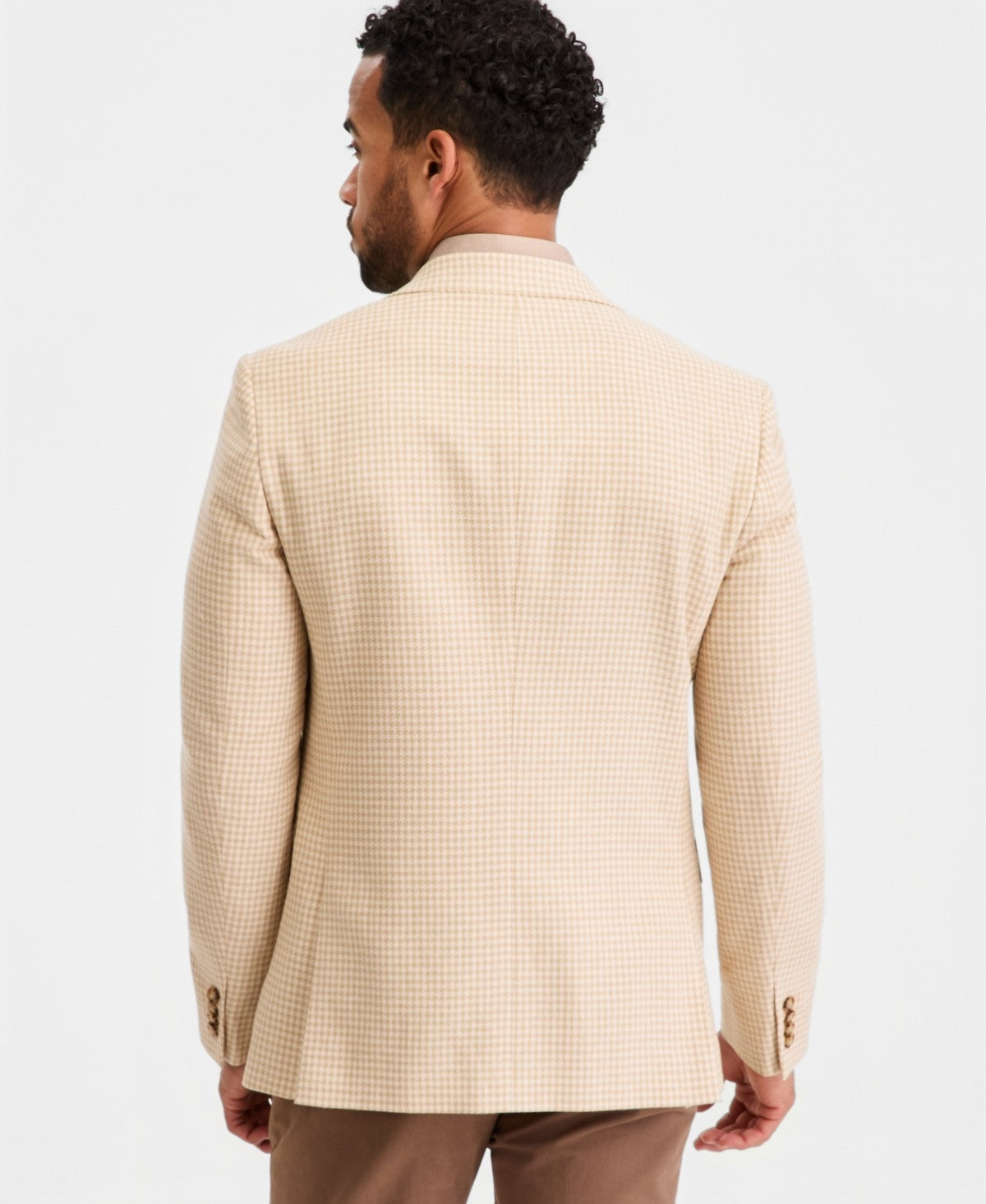 Ted Baker Mens Modern fit Linen Cotton Sport Coat Blazer 44 S Tan Beige Check