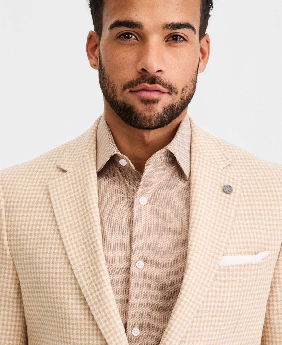Ted Baker Mens Modern fit Linen Cotton Sport Coat Blazer 44 S Tan Beige Check